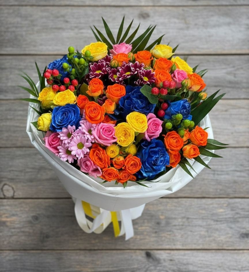 Букет цветов из: Розы и Хризантемы в Дарьино