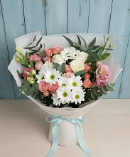 Букет цветов из:  Розы, Лизиантусы и Хризантемы в Дарьино