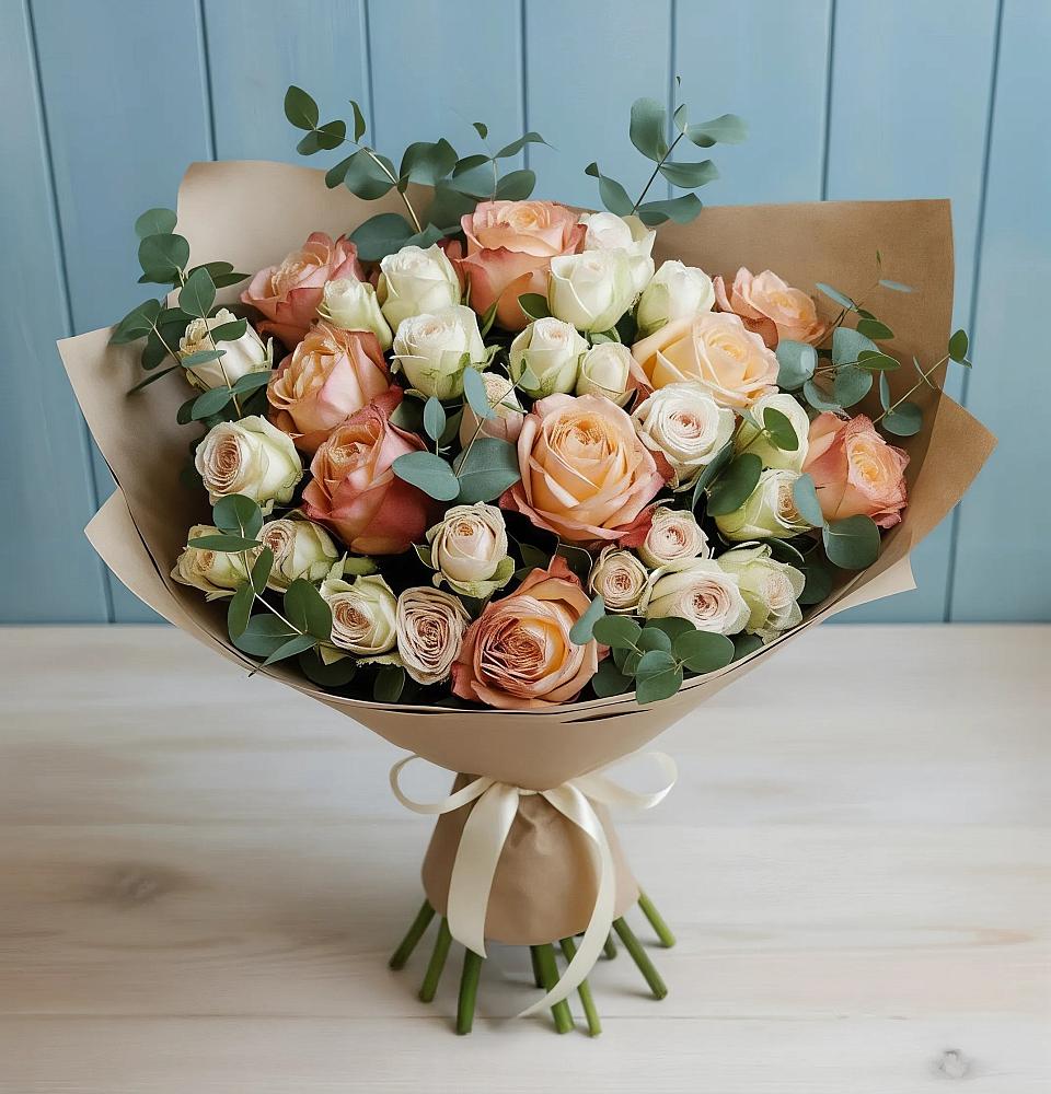 Букет цветов из: Альстромерии и Розы в Дарьино