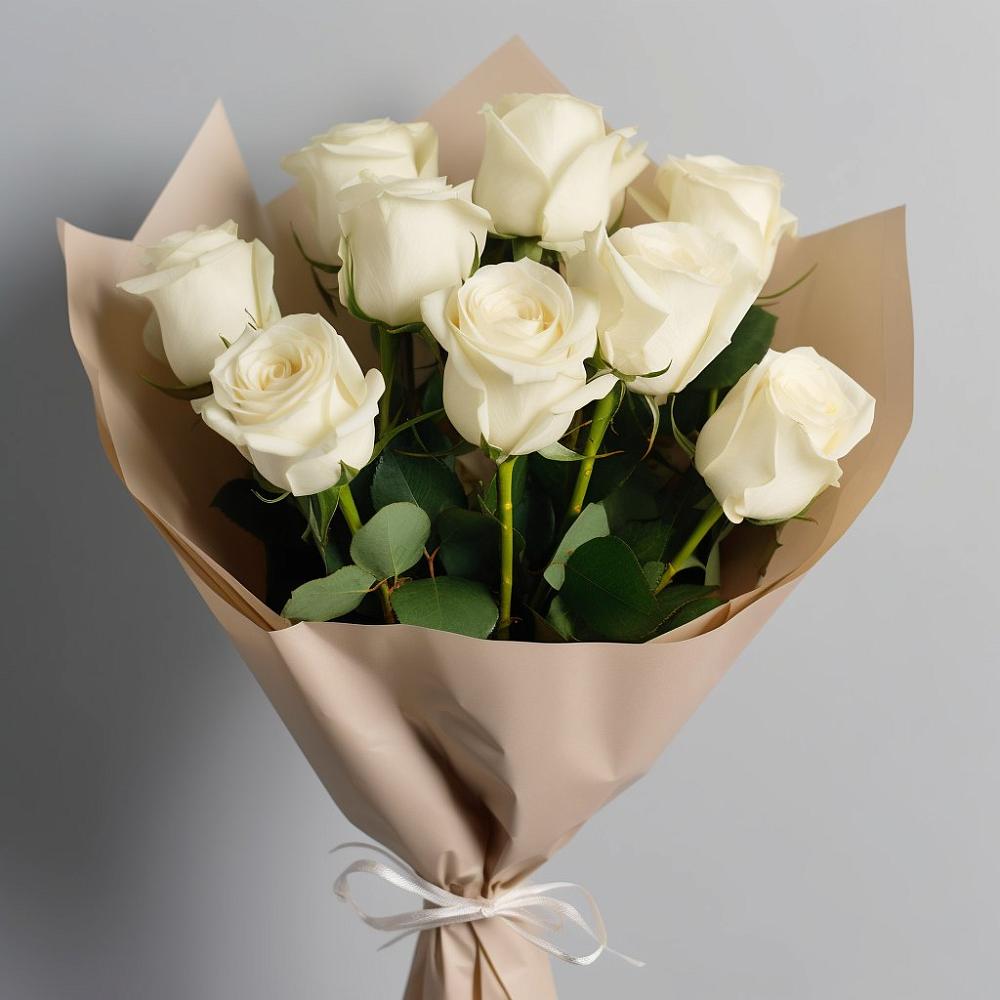 Букет 9 Белых роз Эдлесс Лав в Дарьино