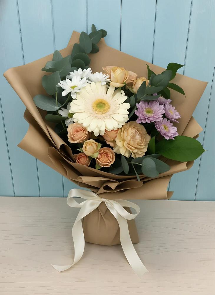 Букет цветов из: Герберы и Хризантемы в Дарьино