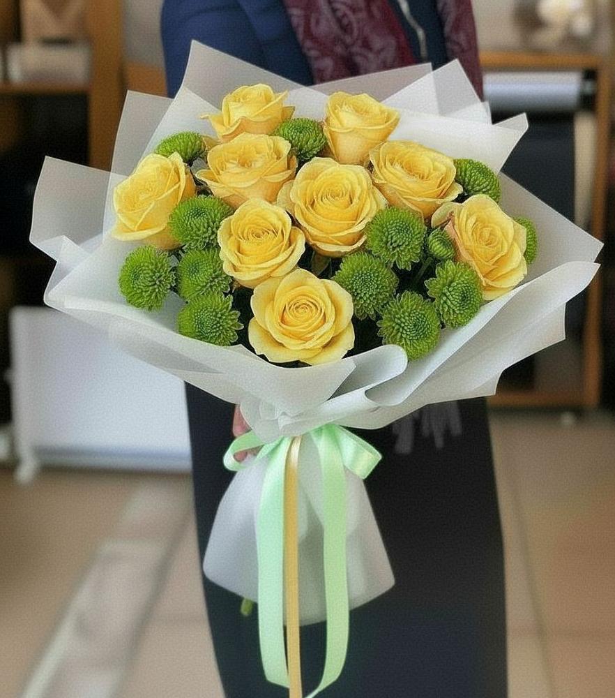 Букет цветов из: Хризантемы и Розы в Дарьино