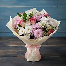 Букет цветов из:  Хризантемы, Альстромерии и Розы в Дарьино