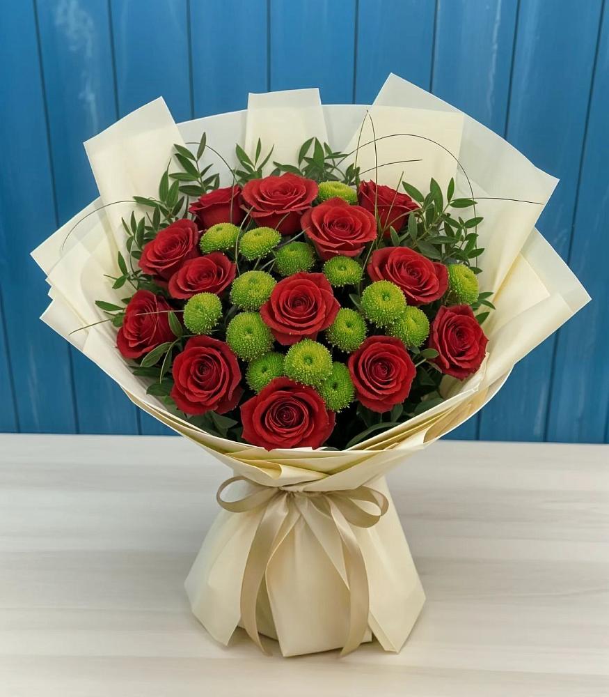 Букет цветов из: Розы и Хризантемы в Дарьино