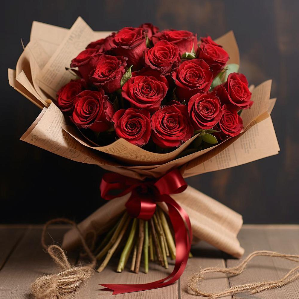 Букет 17 Красных роз Эдлесс Лав в Дарьино