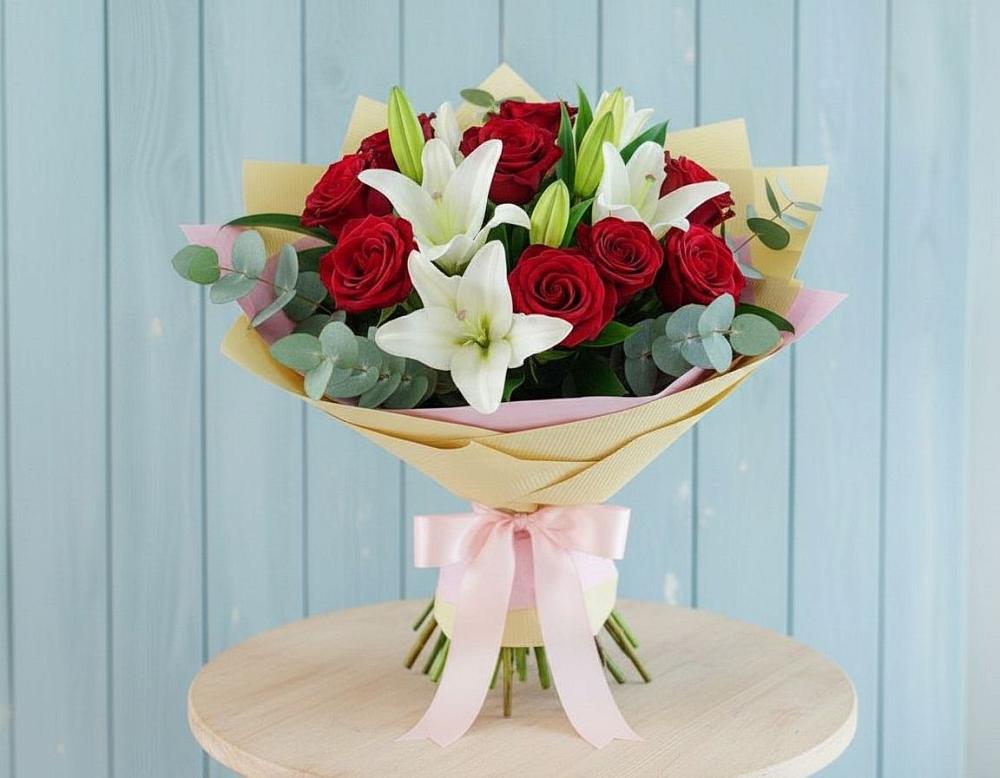 Букет цветов из: Лилии и Розы в Дарьино